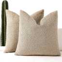 20x20 Boucle Throw Pillow Covers, Set of 2, Oatmeal