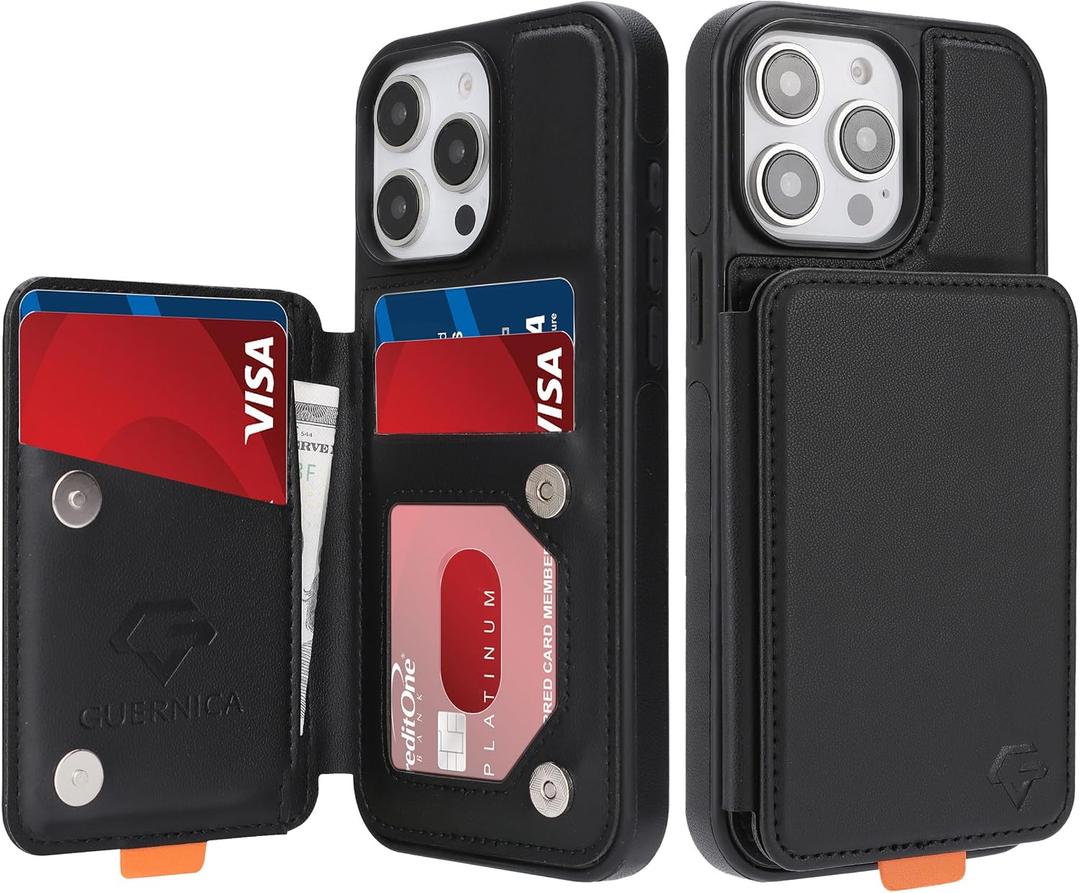 GUERNICA for iPhone 13 Pro (6.1") Case Wallet with Card Holder, RFID Blocking Leather Protection, Shockproof Women Men Phone Case for Apple 13 Pro, Black