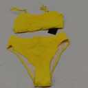 YACUN Women's High Waisted Bikini Swimsuit Two Piece Strapless Bandeau Cheeky Bathing Suits (Yellow), Small