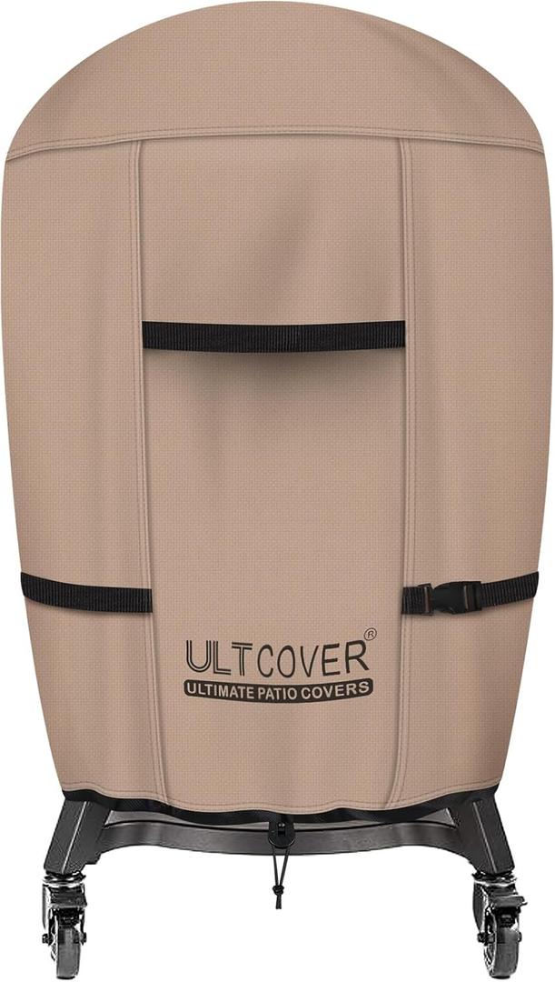 ULTCOVER Outdoor Waterproof Charcoal Kamado Joe Grill Cover for 22-24 inch Big Green Egg Char-Griller Char-Broil and Other Round Smokers Size Up to 36 Dia x 45 H