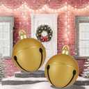2 Pcs Giant Inflatable Christmas Balls, 24IN PVC Jingle Bell Large Outdoor Indoor Christmas Ornaments,Oversized Blow Up Balls for Garden Yard Patio Decorations (24 Inch Gold, 2)
