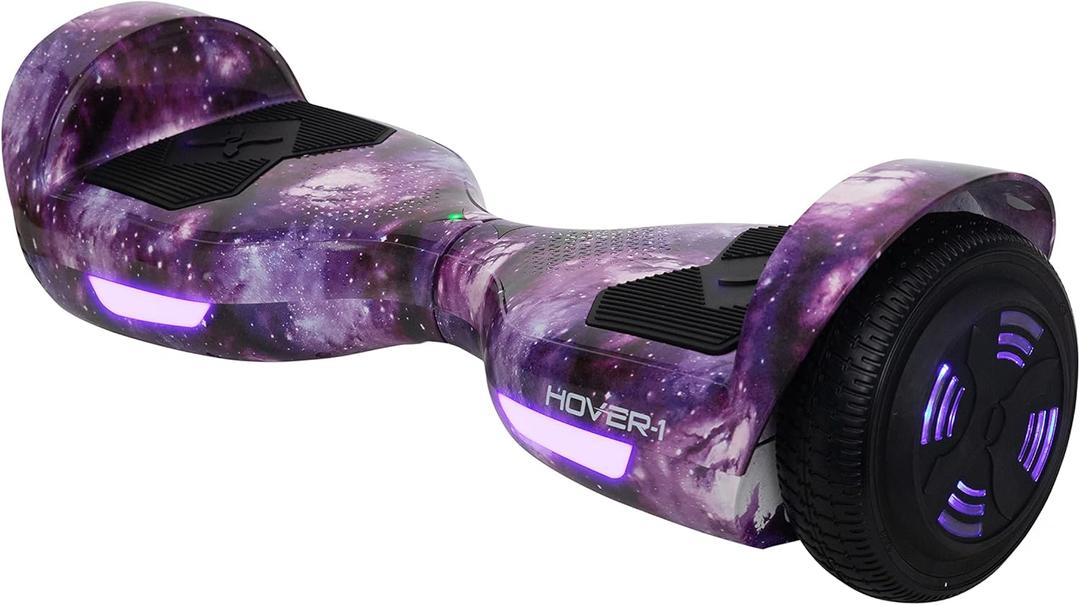 Hover-1 Helix Electric Hoverboard | 7MPH Top Speed, 4 Mile Range, 6HR Full-Charge, Built-In Bluetooth Speaker, Rider Modes: Beginner to Expert (Galaxy)
