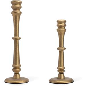 Antique Brass Iron Candlestick Holders Set of 2, Vintage Taper Candle Holder for Fireplace Mantle Decor, Decorative Candle Stands for Wedding & Dining Table Centerpiece