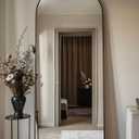 Full Length Mirror, 58"x18" Arched Floor Mirror Freestanding, Floor Standing Full Body Mirror with Stand for Bedroom, Hanging Mounted for Living Room Cloakroom, Black (58"L x 18"W)