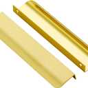 Ravinte 10 Pack Finger Pulls for Cabinets - 160mm/6.25" Hole Center Tab Handle - Gold Edge Pulls - Concealed Handles for Kitchen Drawer - 200mm/7.87" Length