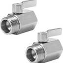 M MINGLE Garden Hose Shut Off Valve, Heavy Duty 304 Stainless Steel, 3/4 Inch, 2-Pack with 2 Hose Washers