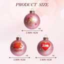 DN DECONATION 12Pcs Valentines Day Ball Ornaments, Pink Red Glass Ball Ornament with Rose Heart Love for Valentine's Tree Decor Wedding Party Supplies Hanging Baubles Decoration