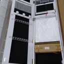 Mirror Jewelry Cabinet Standing, Jewelry Armoire with Full-Length LED Mirror and Adjustable Lights, 360 Swivel Jewelry Organizer Storage, Upgrade White