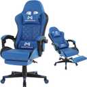 Gaming Chair, 400 lbs Adult Chair, High Back Computer Chair with Footrest and Linked Armrests, Office Video Game Chair with Lumbar Support (Blue)