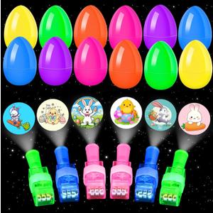 Easter Eggs Fillers, 12Pack Prefilled Easter Eggs with Finger Lights Toys, Easter Basket Stuffers for Kids Teens Boys Girls, Grow in The Dark, Classroom Treasure Box, Party Favors for Egg Hunt
