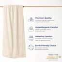 Organic GOTS Certified Cotton Blanket, Twin/Twin XL - 350 GSM, Antistatic, Fuzzy Soft, Lightweight, Sofa, Camping & Travel, All-Season Herringbone Throw, Ivory/Cream + Stylish Bonus Tote Bag
