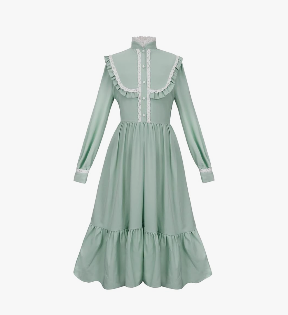 Pioneer Dress Colonial Dress Victorian Costumes Prairie Dress for Girls 6-12YRS, Size: 12