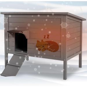 WAYTRIM Outdoor Cat House, Large Feral Outdoor Cat Shelter Insulated Weatherproof with Mat and Hidden Stair All-Round Wood for Multiple Cats 34.5" L*21.5" W*27.2" H