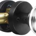 Matte Black Crystal Door Knobs Passage Door Knobs Interior, Round Vintage Glass Door Knob Black Door Handle for Hallway Pantry Closet Door Knob (1 Pack Passage)