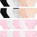 Fruit of the Loom Girls' Cotton Brief Underwear Multipacks (10, Brief - 20 Pack - Black/Pink/Grey)