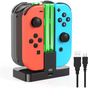 Charging Dock Replacement for joycon Controller Charger for OLED Console for Joy Cons, Dock Station for Accessories Kits with a USB Type-C Charging Cord (Black, Switch 1/ Switch OLED)