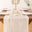 Socomi Ivory White Cheesecloth Table Runner Summer Boho Rustic Gauze 120 inch 10FT Cheese Cloth Sheer Runner for Wedding Party Baby Shower Birthday Home Decor Holiday Decorations