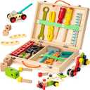 KIDWILL Tool Kit for Kids, 36-Piece Wooden Toddler Tools Set Includes Tool Box, Montessori Educational Stem Construction Toys for 2 3 4 5 6 Year Old Boys Girls, Best Birthday Gift for Kids