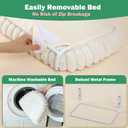 Zakkart SnugCloud Foldable Cat Window Perch - Cordless, Ultra Soft Machine Washable Bed with 4-Sided Bolster, Metal Frame - Window Hammock for Large Cats and Kittens (Cream White, Medium) (Medium (22.8"x15.7"))