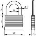 THIRARD Heavy-Duty Padlock  Laminated Steel, Double Locking, Adjustable Hardened Shackle  Maximum Security for Gym Lockers, Fences & Toolboxes  Weather-Resistant, Durable Design, 2 Keys Included (65mm, 2.56")