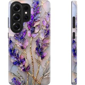 DEENAKIN for Samsung Galaxy S26 Ultra Case Cute,Aesthetic Vintage Purple Lavender Girly Shell,Compatible with Magsafe,Trendy Unique Cool Retro Protective Slim Silicone Phone Cover for Women Girls