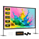Outdoor Projector Screen with Stand - 120 inch Portable Projector Screens Indoor Outdoor Projector Screen 16:9 4K HD Outdoor Movie Screen with Carry Bag,Enioy Home Theater Projection Screen.