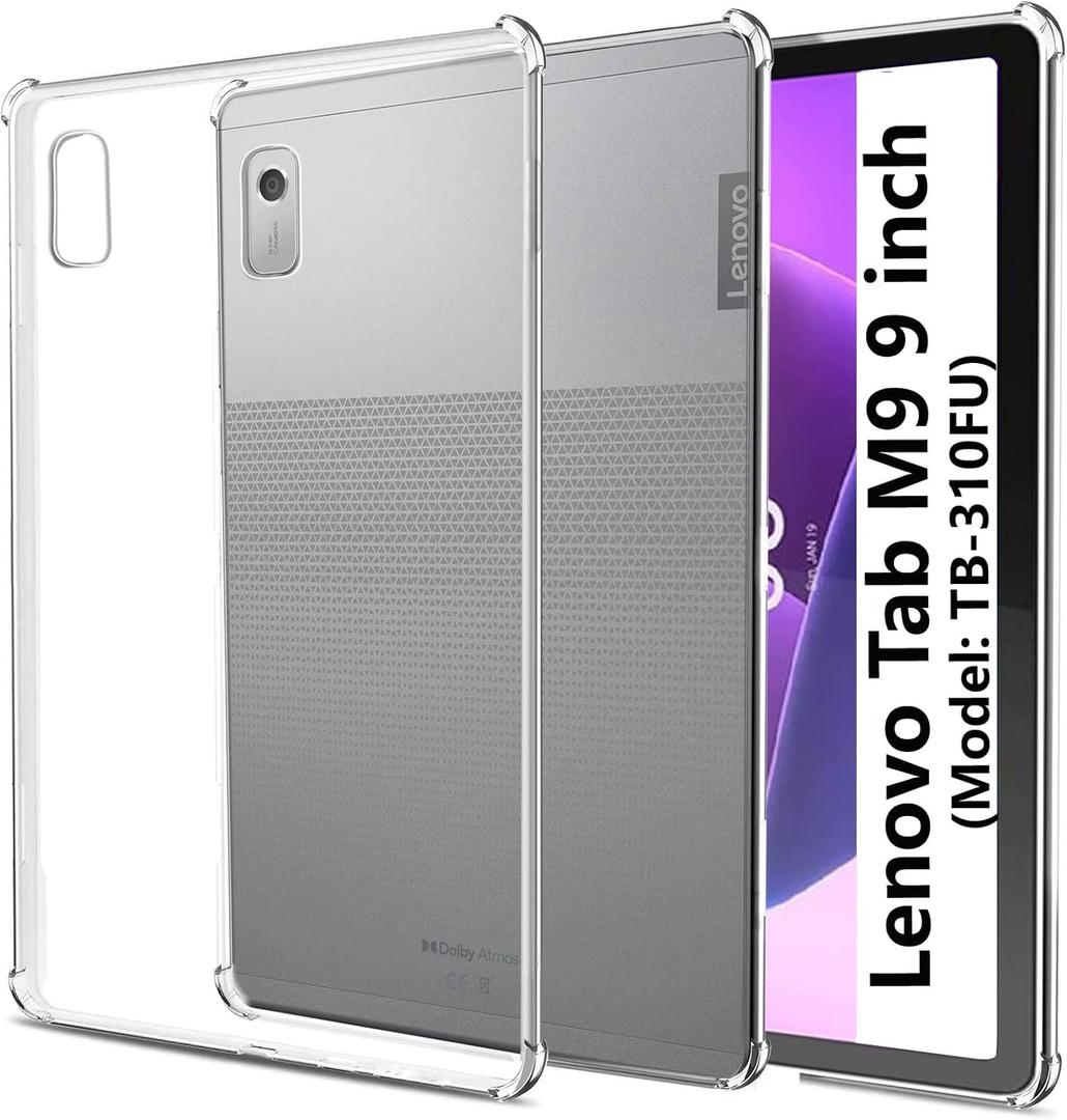 easyBee Case Compatible with Lenovo Tab M9 9 inch, Ultra Thin Silicone Shockproof Back Shell HD Transparent TPU Protective Cover - Clear Transparent