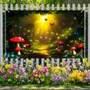 BlissYard Enchanted Forest Backdrop Fantasy Woodland Banner for Party Event Display 71×41 Inch Magical Nature Scene with Glowing Path Butterfly Mushroom Background for Photo Booth Home Decor