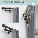 Dark Bronze Double Curtain Rods 72-144 Inch,1Front and 5/8Back Double Drapery Rod with Small Round Ball and Aluminum Brackets, Adjustable Dual Window Rod for Sheer/Blackout Curtains