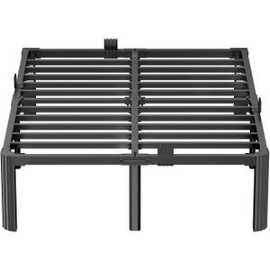 14 Inch Full Size Metal Bed Frame,3500LBS Heavy Duty Noise-Free Bedframe with Mattress Retainers,Headboard Compatible,No Box Spring Needed,Under-Bed Storage,Easy Assembly,Round Feet