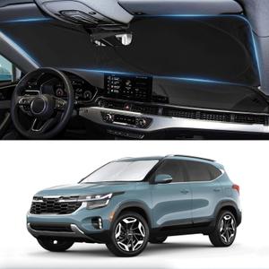 Custom Fit Seltos Windshield Sunshade for 2021-2023 2024 2025 Kia Seltos Front Window Shades Cover for Windshield Sun Visor Protector 210T Reflector Blocks UV Rays Cooler Car Accessories