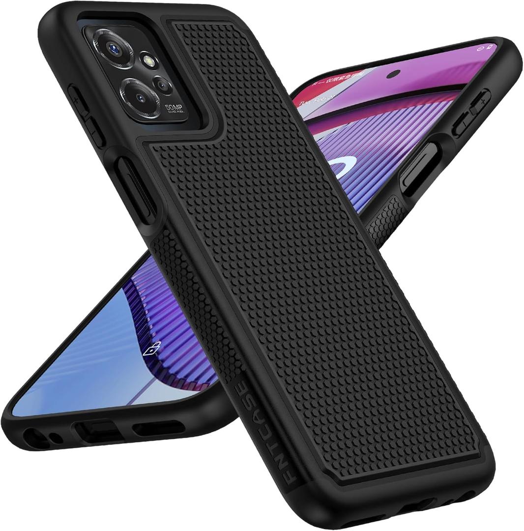 FNTCASE for Motorola Moto G-Power-5G 2023 Case: Moto G 5G 2023 Case Dual Layer Shockproof Protective Textured Design Cell Phone Cover Heavy Duty Rugged Tough Back Hardshell Hybrid Slim Basic Case (Black)
