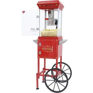 Popcorn Machine Maker With 8 Oz Kettle Makes Up to 32 Cups Popcorn Machine Cart Vintage-Style Popper on Wheels Popcorn Machines for Home (Red)