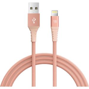 LAX Gadgets USB-A to Lightning Cable for iPhone, iPad, iPod  Certified Apple MFI Lightning Cable - Tangle Free Durable Nylon Braided Fast Charging Cable  4 Feet (Rose Taupe)