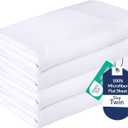 Royale Linens 2 Pack Bulk Flat Sheet Set - Top Sheets - Soft 1800 Microfiber - Wrinkle & Stain Resistant - for Hotel, Massage Table, Hospital, Dorm - Twin Flat Sheet Sold Separately (Twin, White)