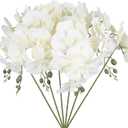 IPOPU 6Pcs White Orchids Artificial Flowers with 9 Large Blooms 37.4" Long Stem Fake Silk Orchid Look Real Flowers for Tall Vase Faux Orchids for Wedding Home Party Dining Table Centerpiece Decoration
