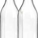 Clear SQUARE Swing Top Glass Bottles With Lids - 33.75 Oz - Airtight Flip Top Glass Water Bottles Great For Oil And Vinegar, Beverages, Juices, Smoothies - (2 Pack) (Not For Carbonated Beverages)
