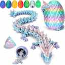 YILCER 12" 3D Printed Dragon, Upgraded Fall Protection Dragon Egg & Reinforced 3D Dragons Joints, Safe Eco-Friendly Fidget Toy, Ideal for Easter Basket Stuffers, Easter Eggs (Rainbow Color)