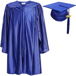 Newrara Unisex Shiny Kindergarten Graduation Gown Cap with Tassel (Blue)