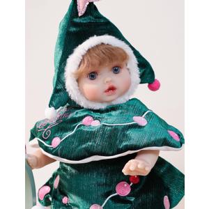 Baby Dolls, 18 Inch Realistic Reborn Full Vinyl Baby Doll with Curly Hair, Hand-Painted Lifelike Details & Cozy Outfit for Girls Ages 3+, Pretend Play, Display & Collection (Green)