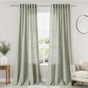 Nanspring Sage Green Curtains 84 Inch Length 2 Panels Back Tab Rod Pocket Light Filtering Semi Sheer Drapes Linen Cotton Textured Airy Farmhouse Living Room Decor Light Green Curtains for Bedroom