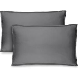 Bare Home Standard Pillow Sham Covers - Set of 2 - Premium 1800 Ultra-Soft Microfiber - Double Brushed - Stain & Fade Resistant - Bed Pillow Shams - Pillows Not Included (Set of 2, Grey)