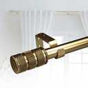 1-1/8 Inch Diameter Antique Gold Curtain Rods with Knurl Design Finial, 36-72 inch Telescoping Single Curtain Rods for window width 24-68 inch, Drapery Rods for Bedroom,Living Room