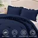HARBOREST King Comforter in Navy - 3-Piece Shabby Chic Bedding for King Size Bed: Fluffy Comforter Set & 2 Pillow Shams, Suitable for All Seasons