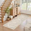 Madane Washable Runner Rug - 2x6 Rug Runners for Hallways 6 Feet Non Slip Vintage Kitchen Runner Rug Ultra-Thin Bathroom Runner Rugs Carpet Laundry Room Bedroom (2x6ft, Pink/Gray)