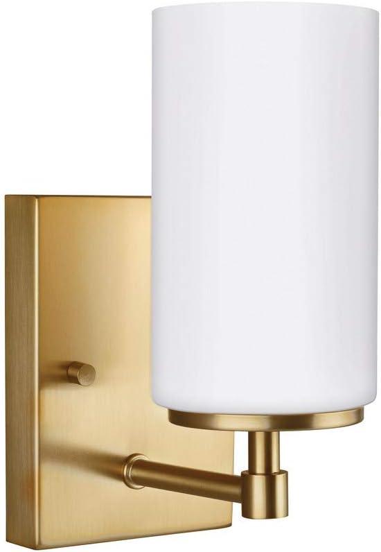 Generation Lighting 4124601-848 Alturas One - Light Wall/Bath Sconce Vanity Style Fixture, Satin Brass Finish, 100 Total Watts, 8.75 Inch Height, 4.375 Inch Wide