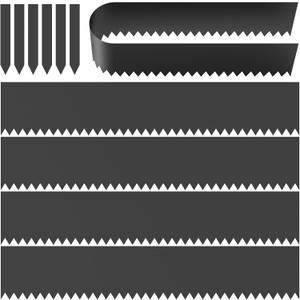 MESTYL 19FT Metal Landscape Edging Kit, 5PCS 46"x8" Galvanized Steel Garden Edging Border with Stakes, Flexible No-Dig Lawn Edging, Easy Install for Lawn, Yard, Flower Bed, Black