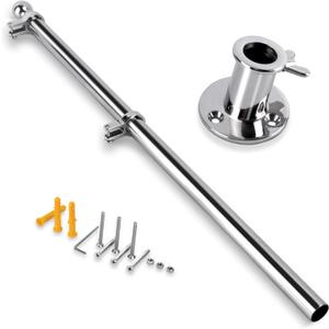 Boat Flag Pole with Base, Marine Flag Pole Kit, 316 Stainless Steel
316 Stainless Steel, 75° Angled Base, Rustproof & Saltwater Resistant, Tangle-Free Clips, Multi-Scene Installation Kit