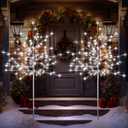 Baquler 2 Pack 5Ft Outdoor Christmas Decorations Pathway Light Snowflake Christmas Tree Frosty White Walkway Stake Light Pre Lit for Outside Yard Garden Lawn Patio Xmas Holiday Decoration