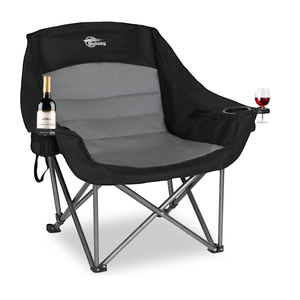Bolosy Oversized XL Camping Chairs for Adults Heavy Duty Support 500 lbs Outdoor Folding Chairs Padded Portable Lawn Chairs Camp Chairs with Cup Holder, Single Pack